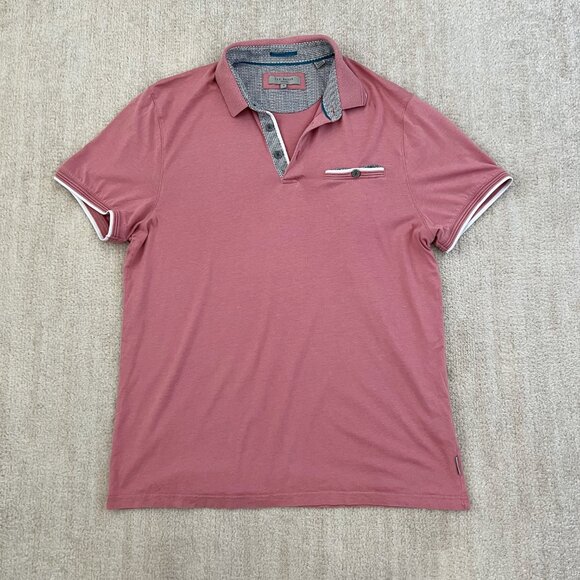 Ted Baker Pink Short Sleeve Polo Shirt Top 4 - Picture 1 of 8